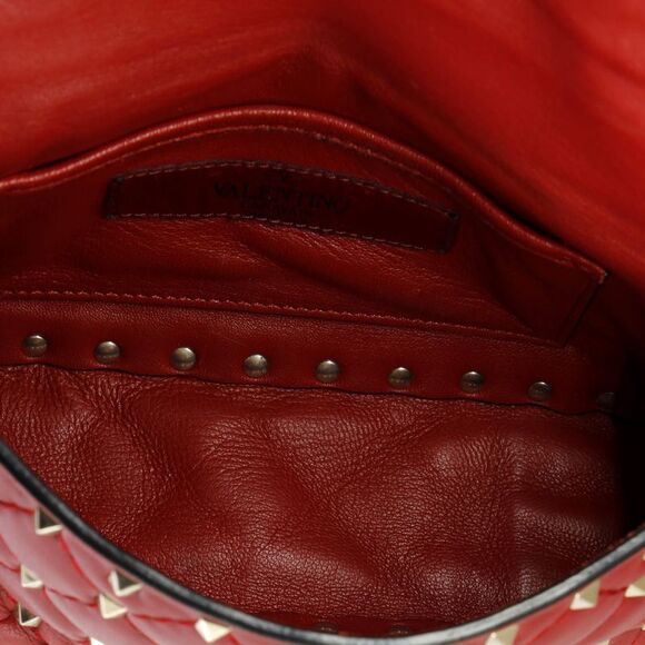 Valentino Garavani Rockstud Spike Flap Bag Quilted Leather Small Red - Picture 5 of 8